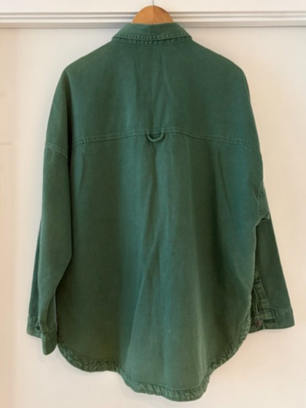 Zara Oversized Green Denim Shirt Jacket, Medium - Picture 2 of 4